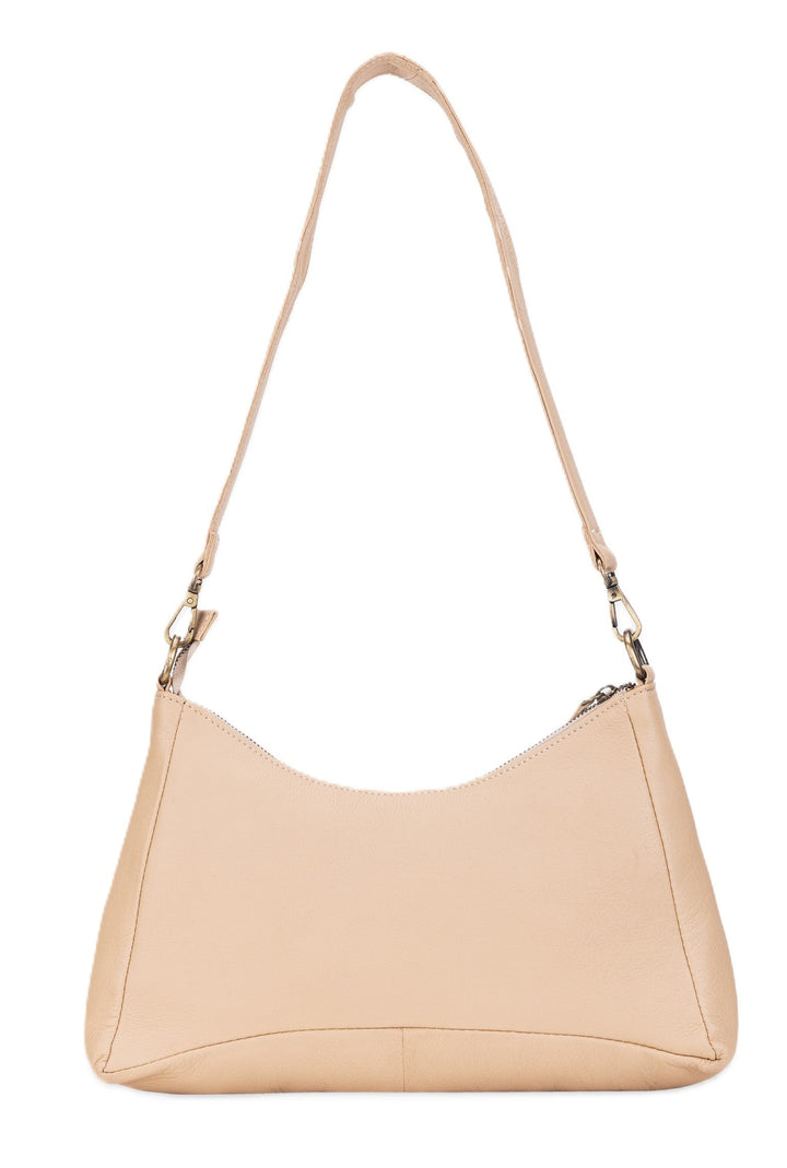 Leatherkart Maria Genuine Leather Broad Strap Hobo Bag/ Cross Body Bag -Beige