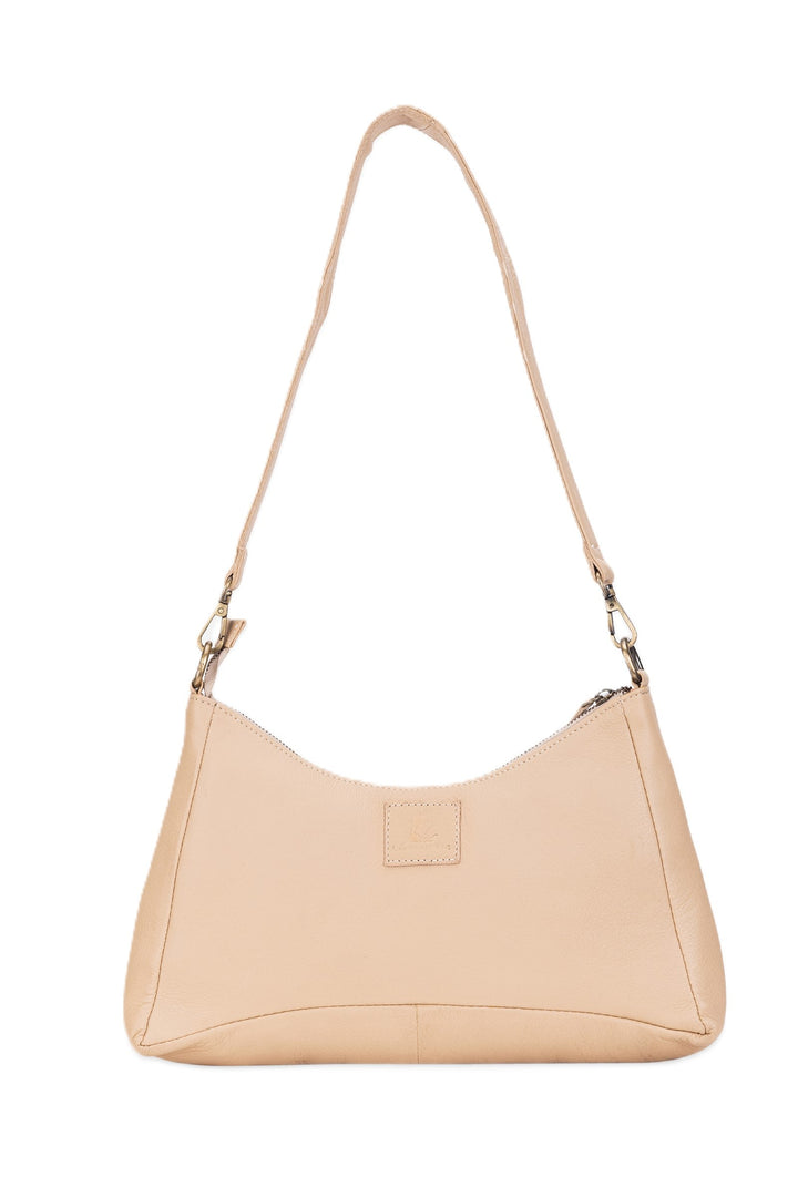 Leatherkart Maria Genuine Leather Broad Strap Hobo Bag/ Cross Body Bag -Beige