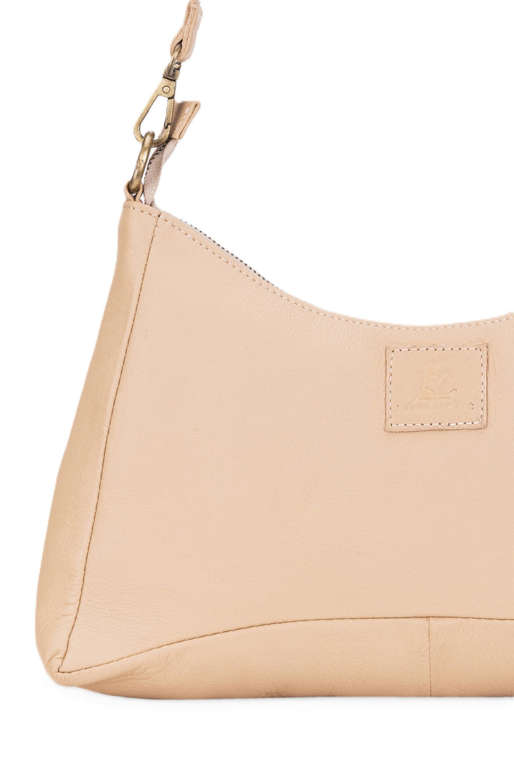 Leatherkart Maria Genuine Leather Broad Strap Hobo Bag/ Cross Body Bag -Beige