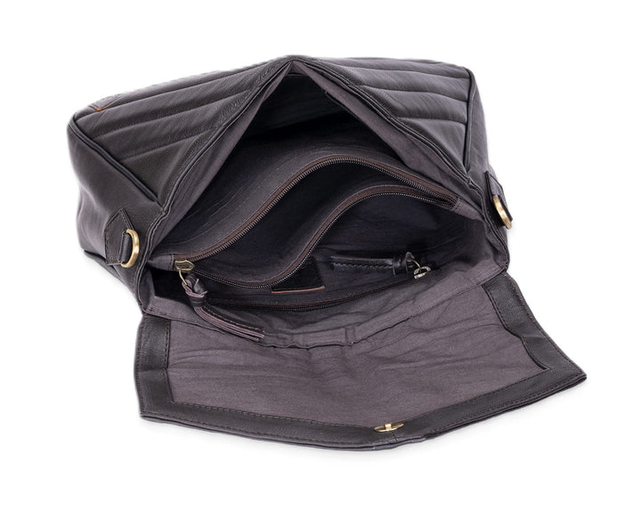 Leatherkart Stella Genuine Leather Shoulder Bag - Dark Brown