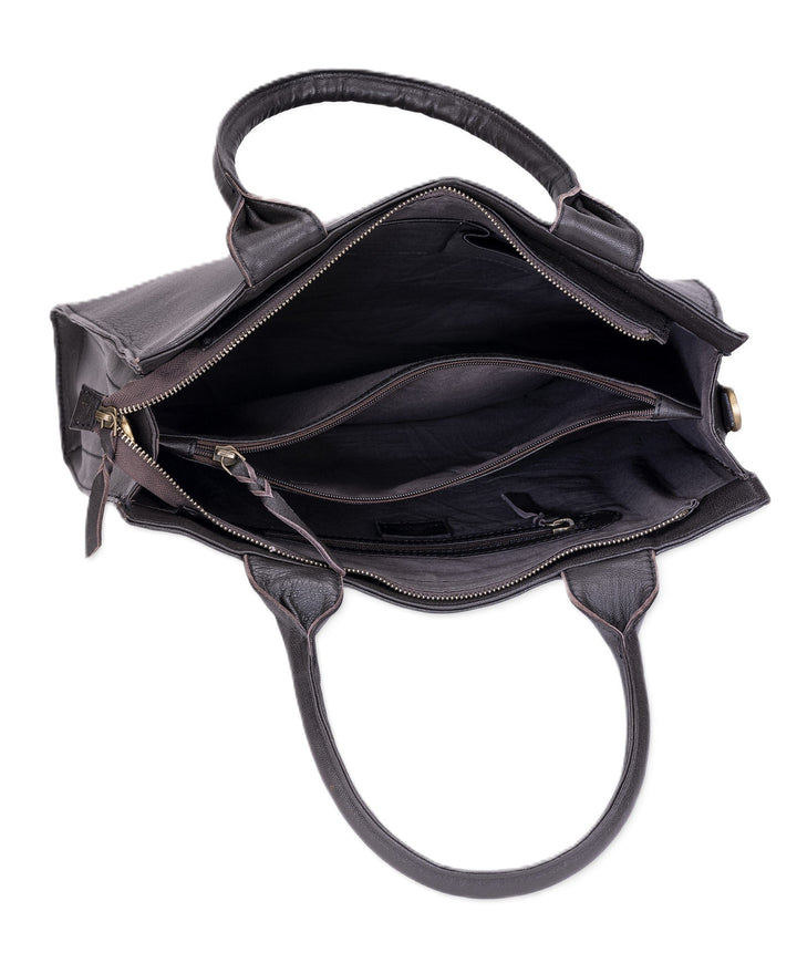 Leatherkart Timeless Genuine Leather Tote Bag - Dark Brown