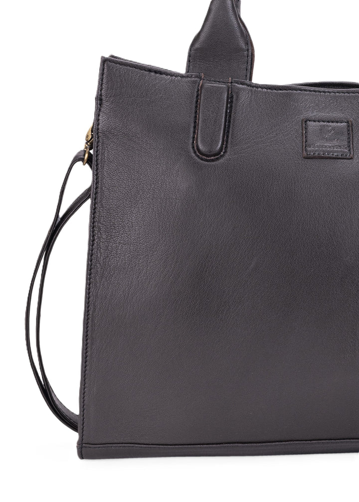 Leatherkart Timeless Genuine Leather Tote Bag - Dark Brown