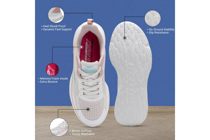 Red Tape Womens Sports Walking Shoes - White/Pink